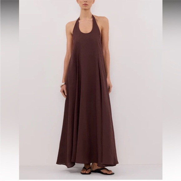 Dissh abby linen maxi dress in walnut - size us 8 - Picture 2 of 5